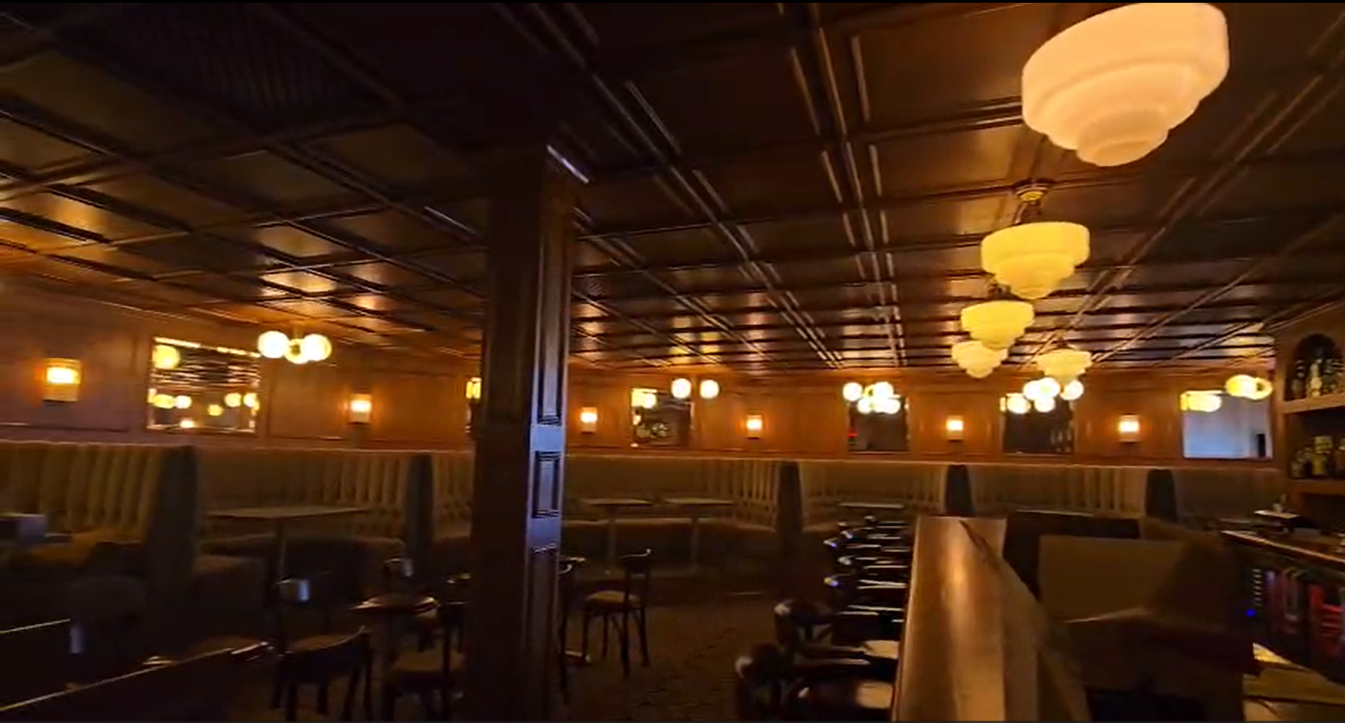 Second-floor bar interior after commercial painting and staining project at The Benjamin Hollywood in Los Angeles